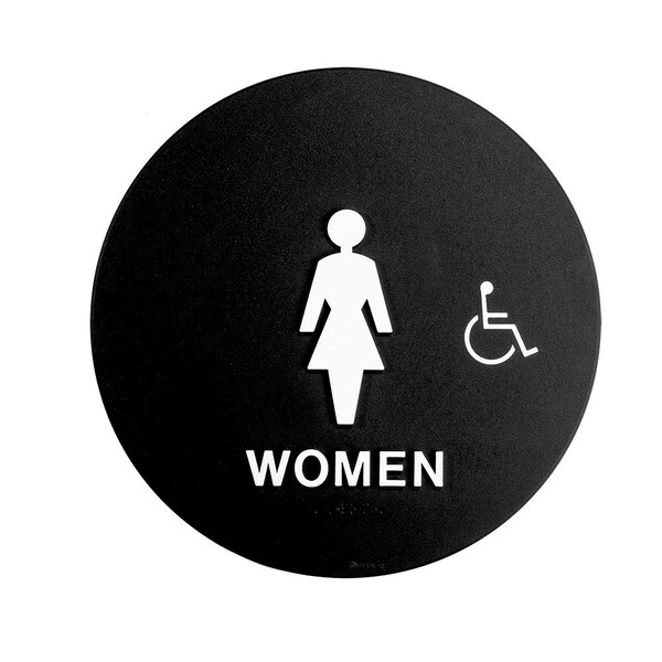 Bcf 12 x 12, Women Door Sign, Circular Print, Picture, Text & Handicapped Symbol, Black SBH12W-BLACK-1 - main